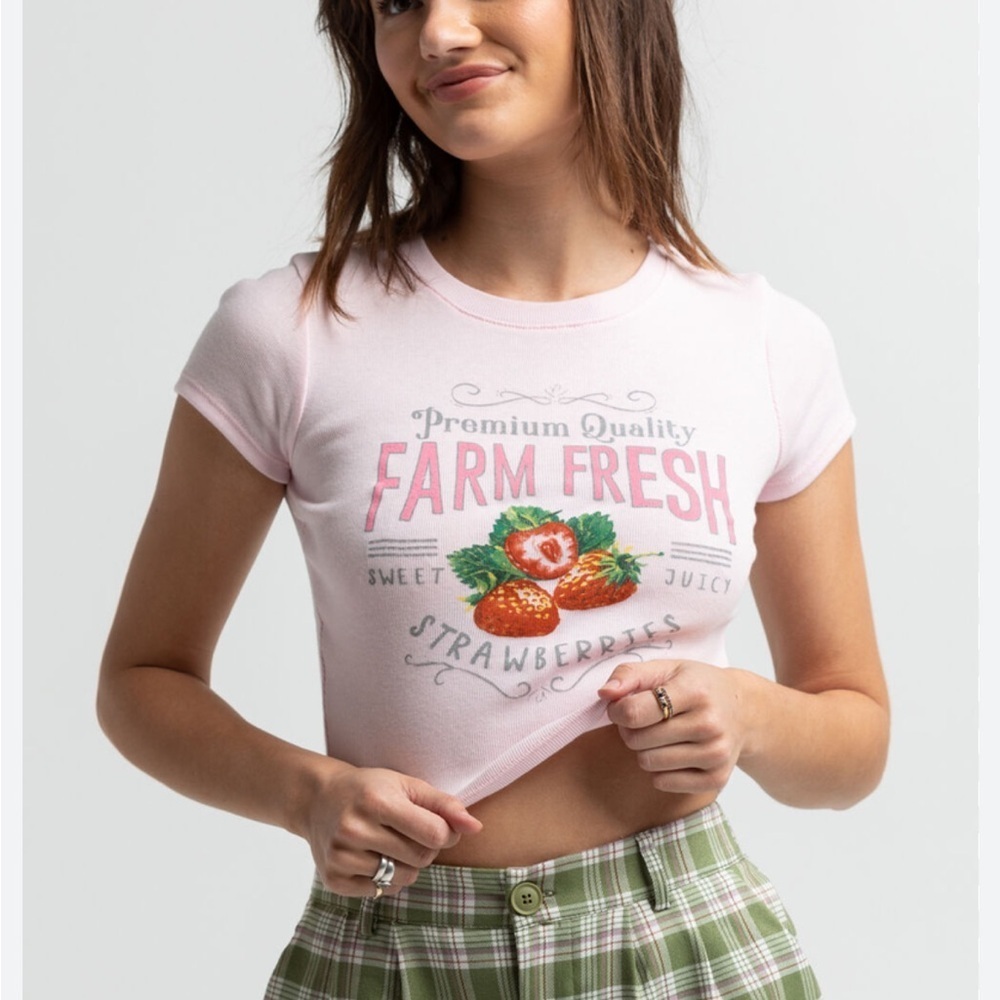 FULL TILT Fresh Strawberries Womens Baby Tee" from Tillys pink size L